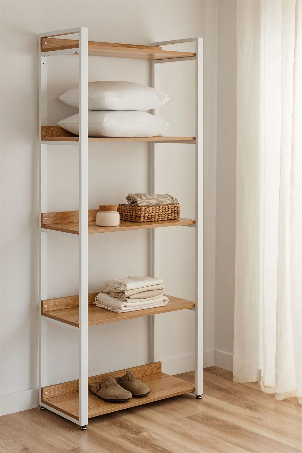 Linea Steel and Wood Shelf - Light White