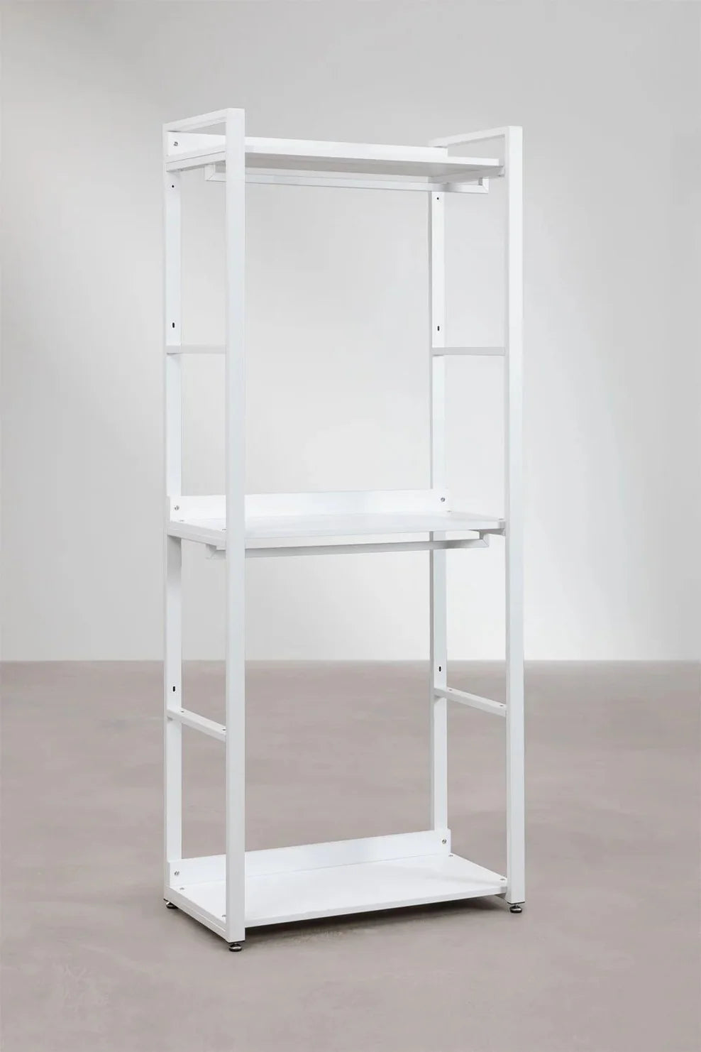 Linea Open Steel and Wood Wardrobe - Whity