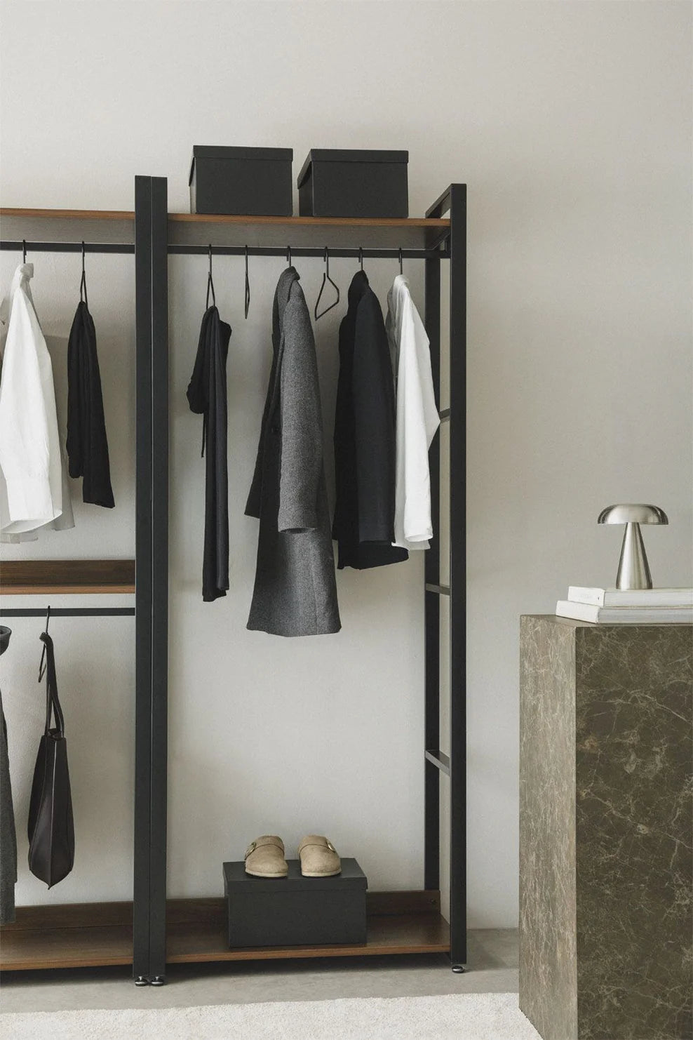 Linea Steel and Wood Coat Rack - Dark Black