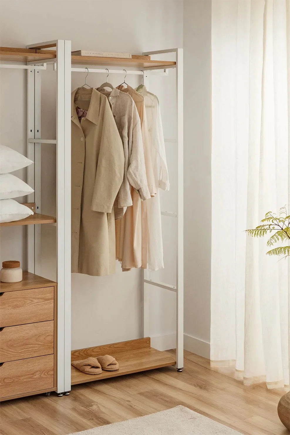 Linea Steel and Wood Coat Rack - Light White
