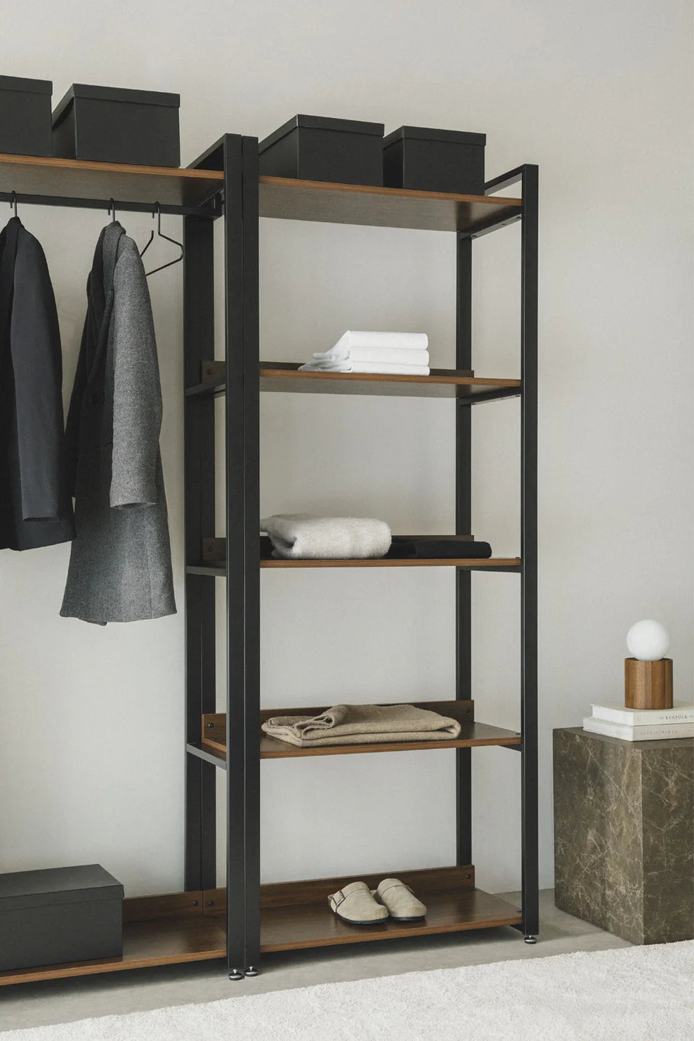 Linea Steel and Wood Shelf - Dark Black