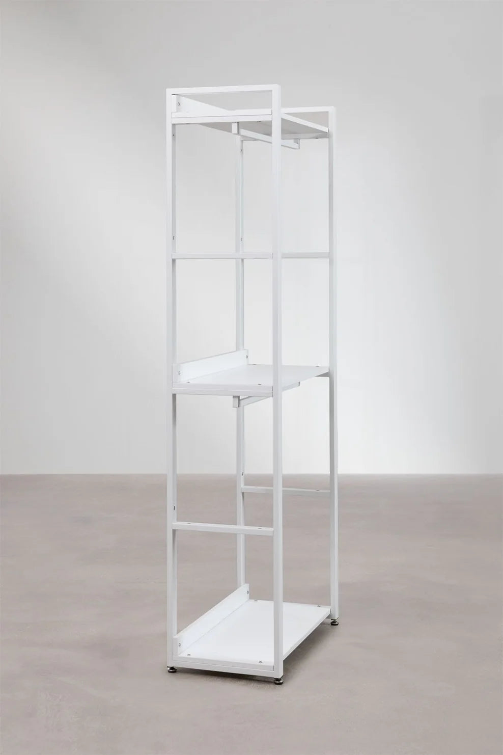 Linea Open Steel and Wood Wardrobe - Whity