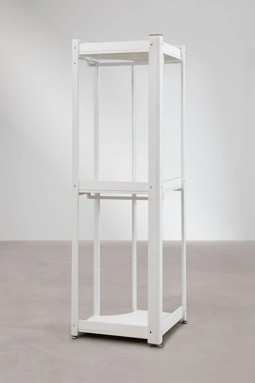 Linea Open Corner Wardrobe in Steel and Wood - Whity