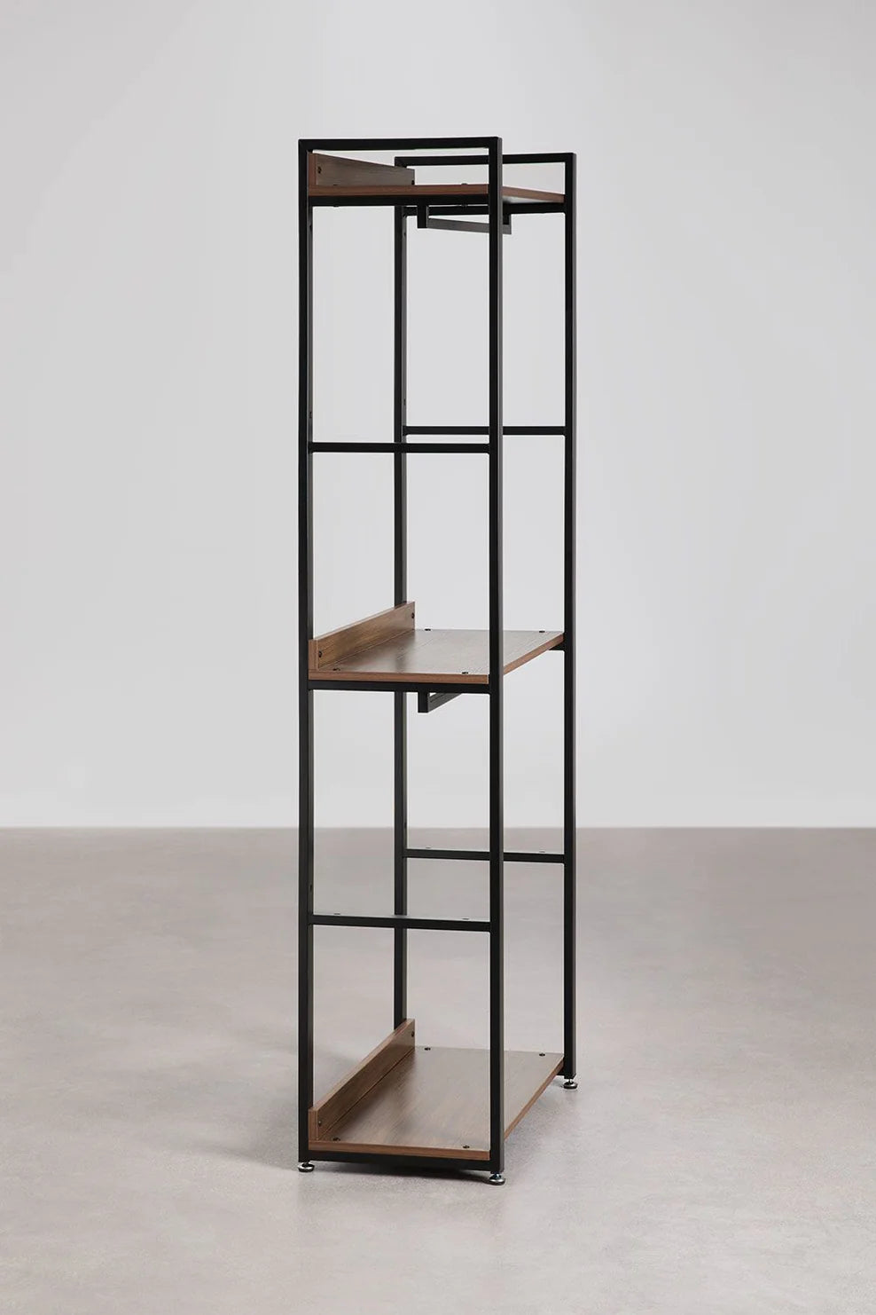 Linea Open Steel and Wood Wardrobe - Dark Black