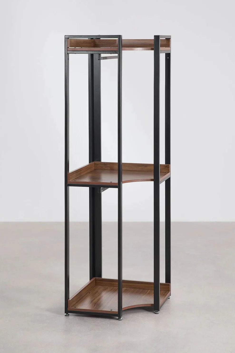 Linea Open Corner Wardrobe in Steel and Wood - Dark Black