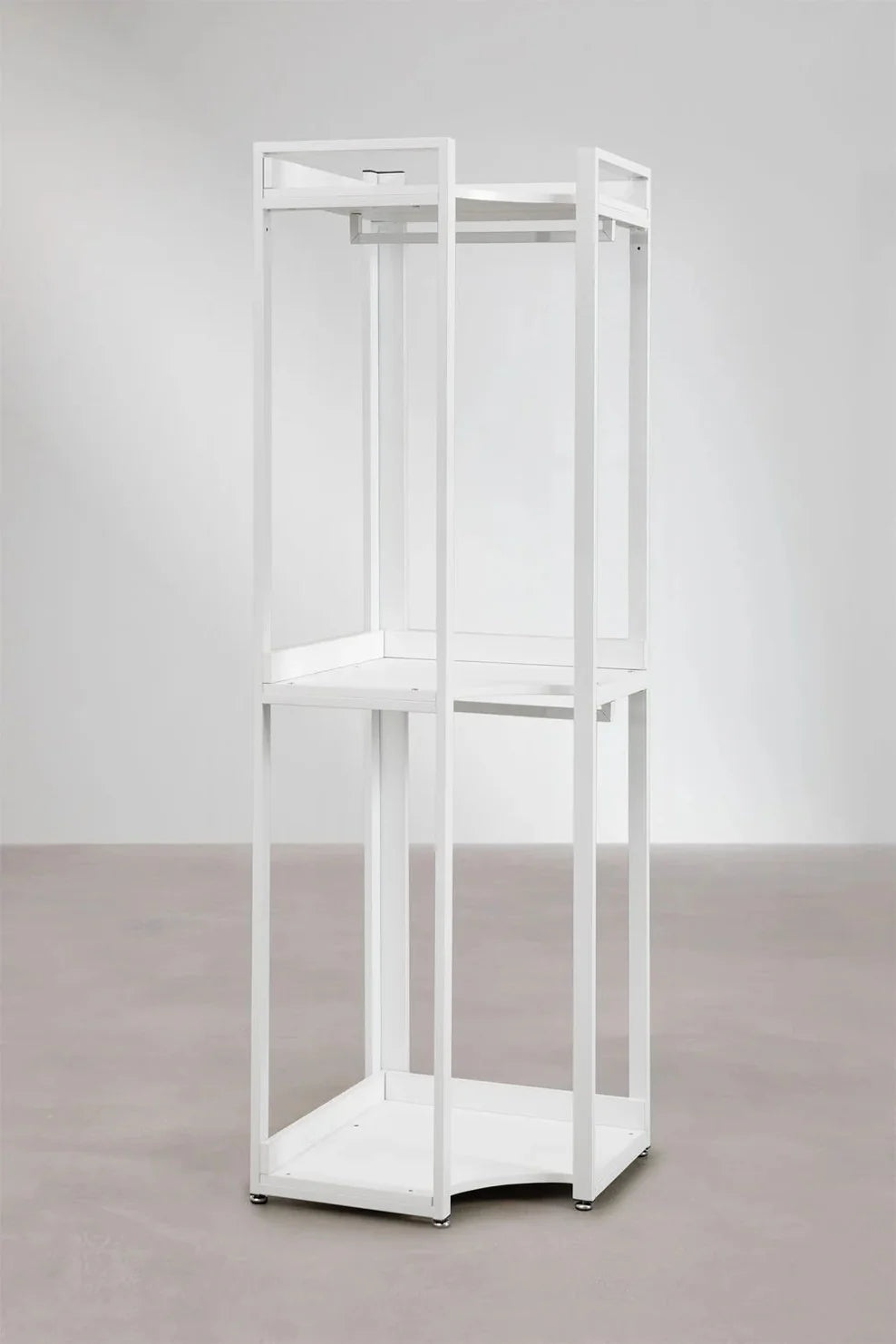 Linea Open Corner Modular Wardrobe 5-Piece in Steel and Wood - Whity