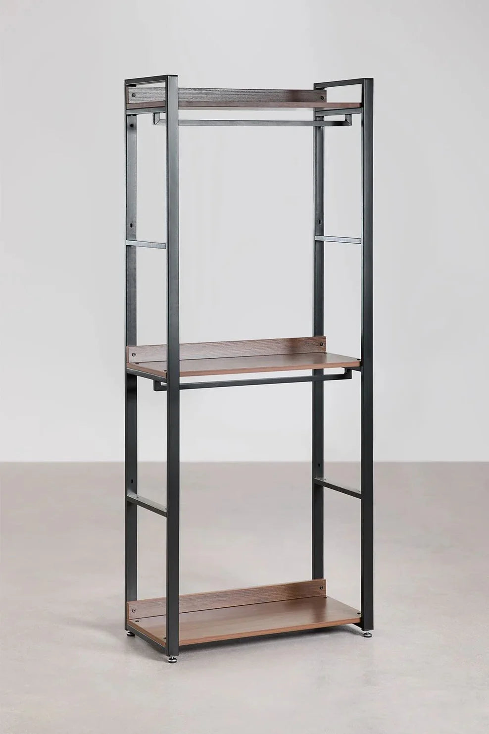 Linea Open Corner Modular Wardrobe 5-Piece in Steel and Wood - Dark Black