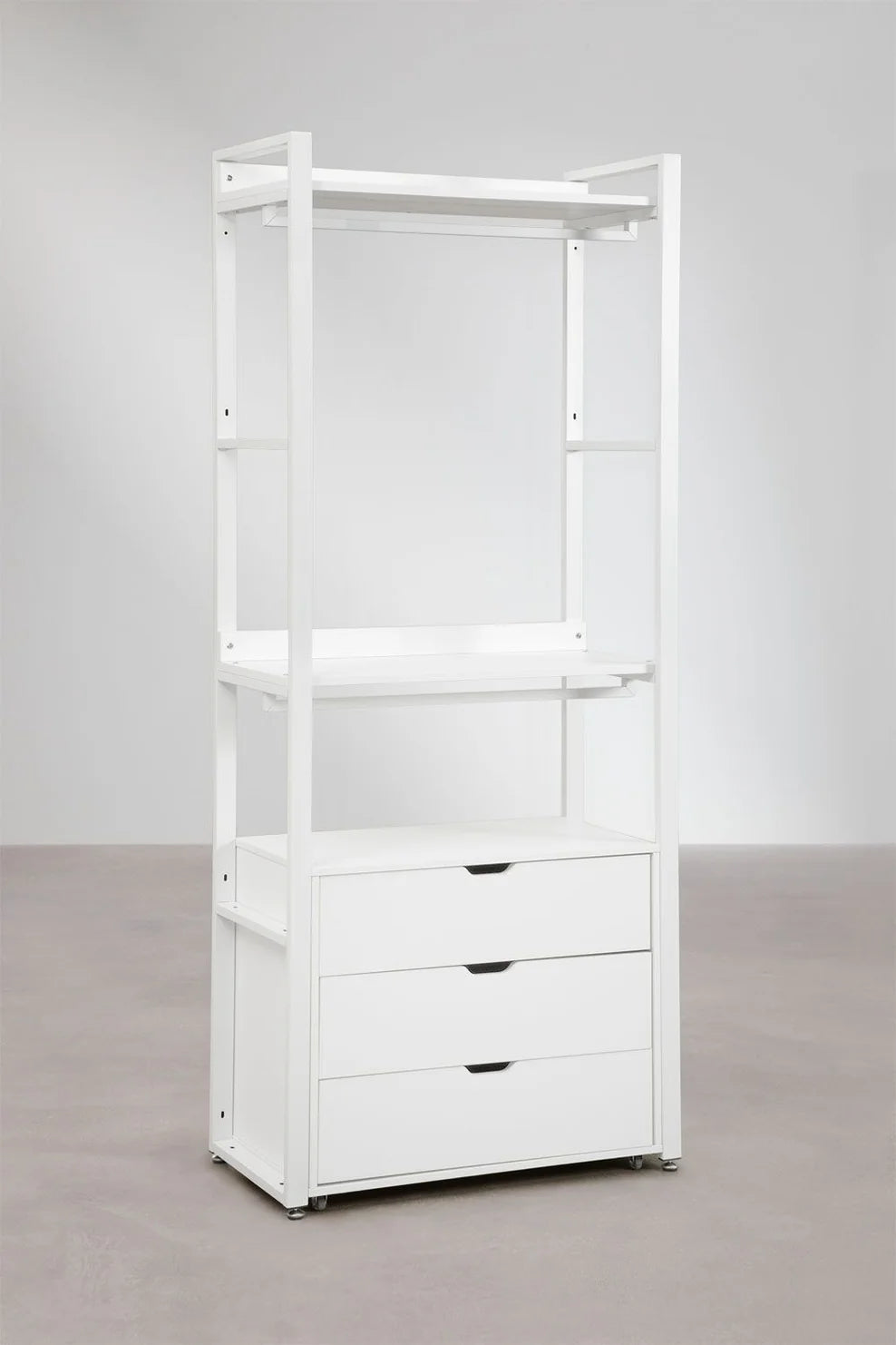 Linea Open Corner Modular Wardrobe with 4 Pieces in Steel and Wood - Dark Black