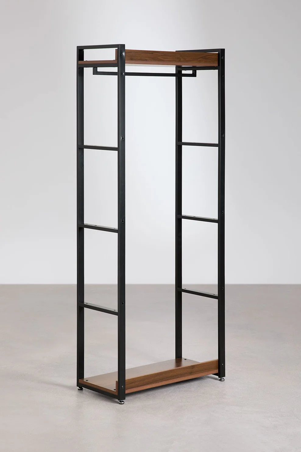 Linea Steel and Wood Coat Rack - Dark Black