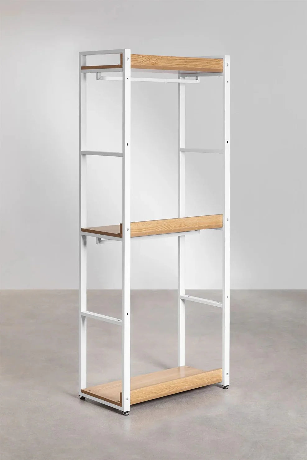 Linea Open Steel and Wood Wardrobe - Light White