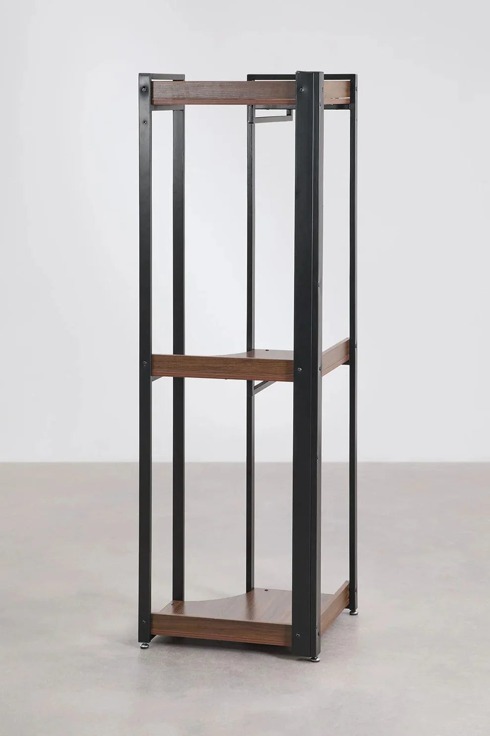 Linea Open Corner Wardrobe in Steel and Wood - Dark Black