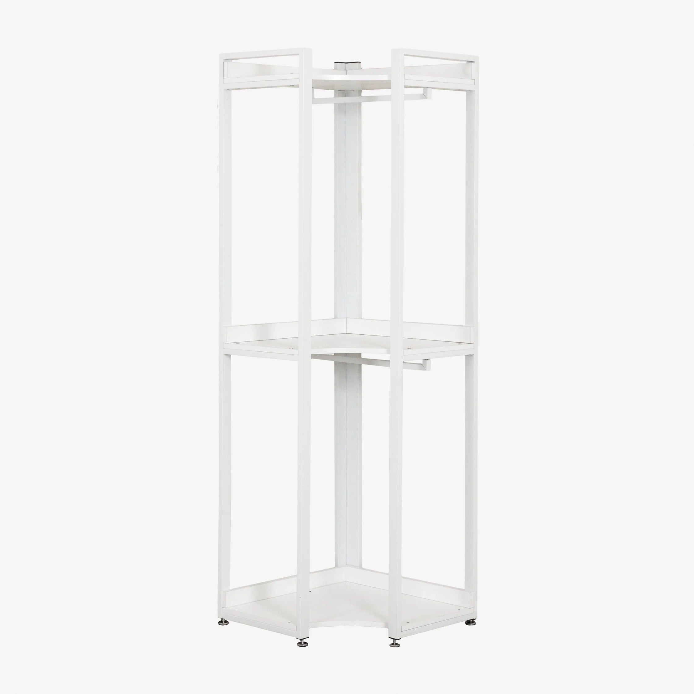 Linea Open Corner Wardrobe in Steel and Wood - Whity