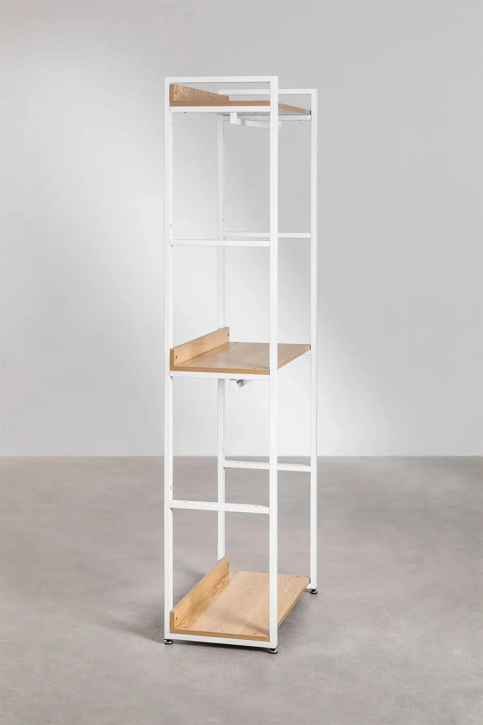 Linea Open Steel and Wood Wardrobe - Light White