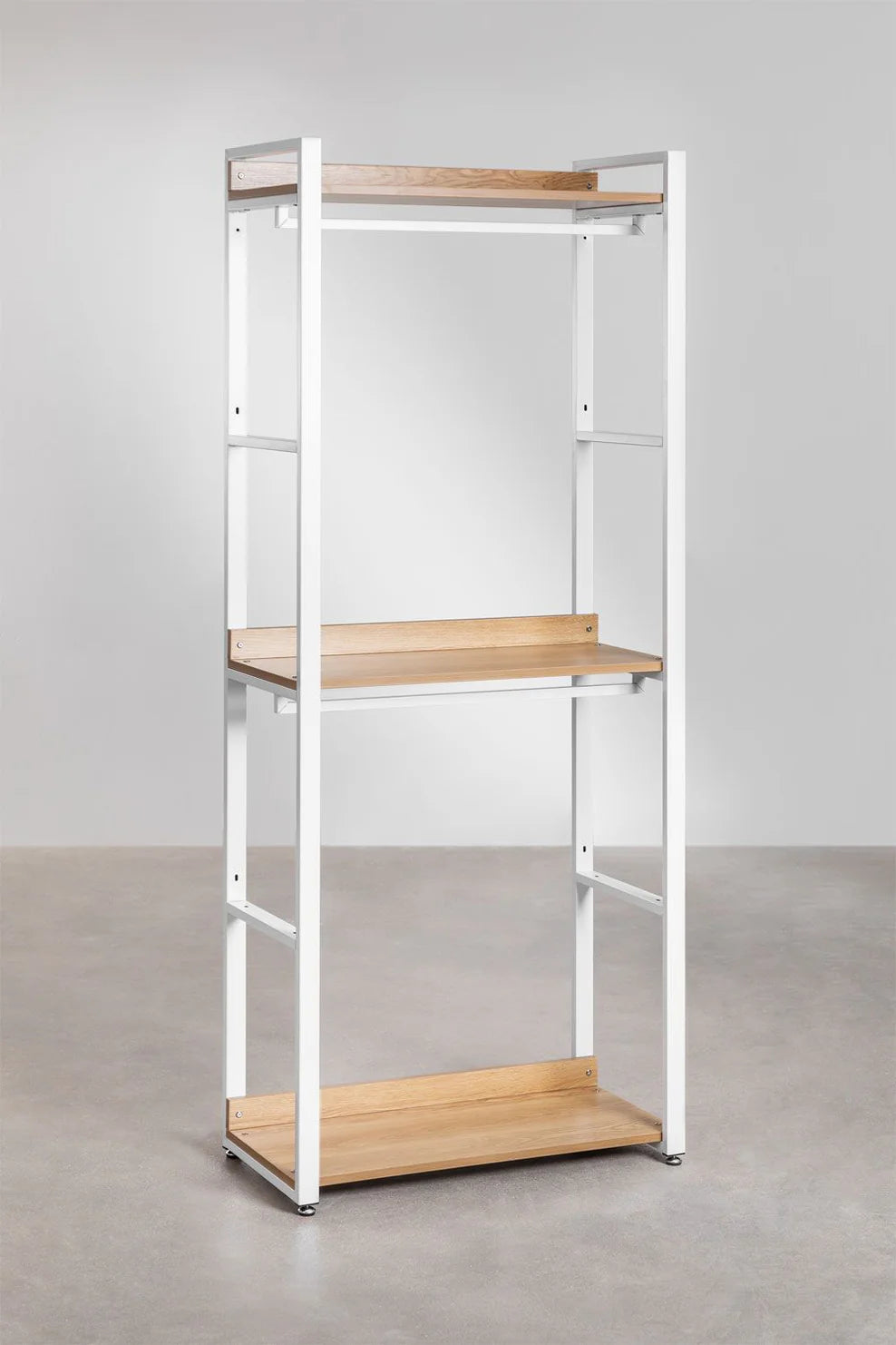 Linea Open Modular Wardrobe 2-Piece with Steel and Wood Drawers - Light White