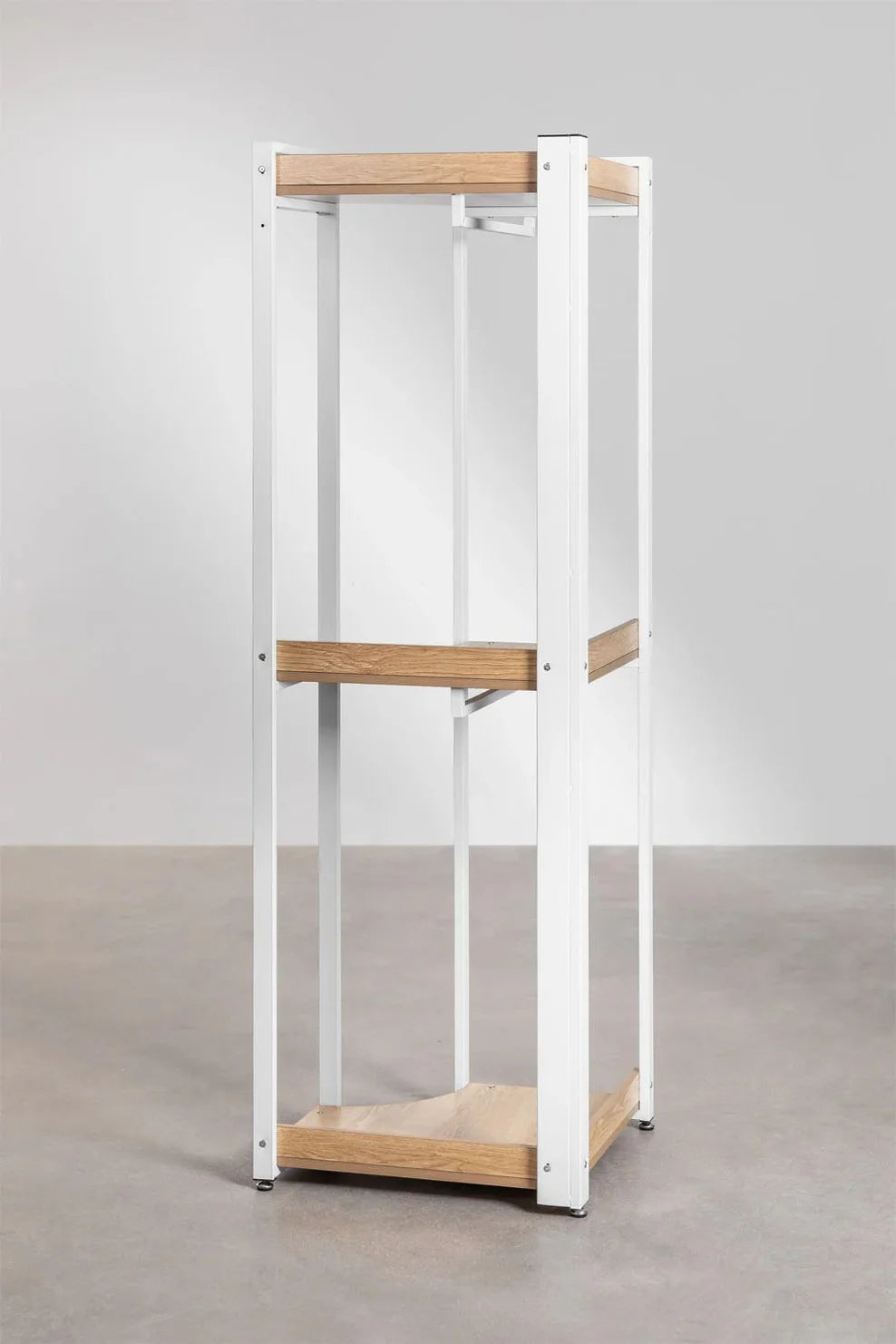 Linea Open Corner Wardrobe in Steel and Wood - Light White