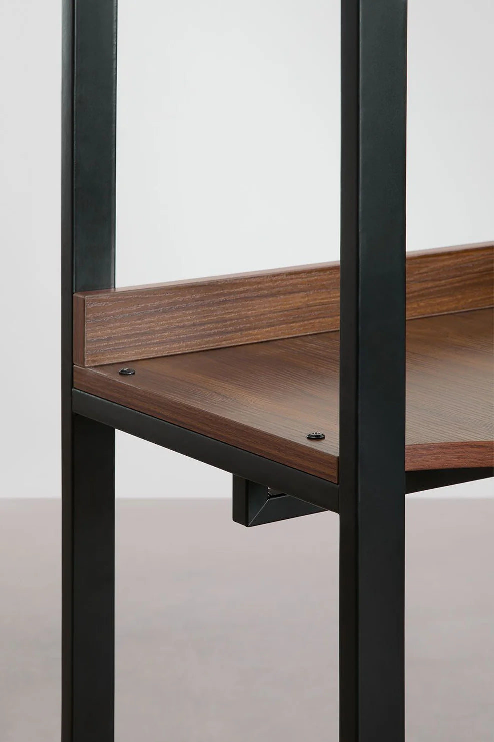 Linea Open Corner Wardrobe in Steel and Wood - Dark Black