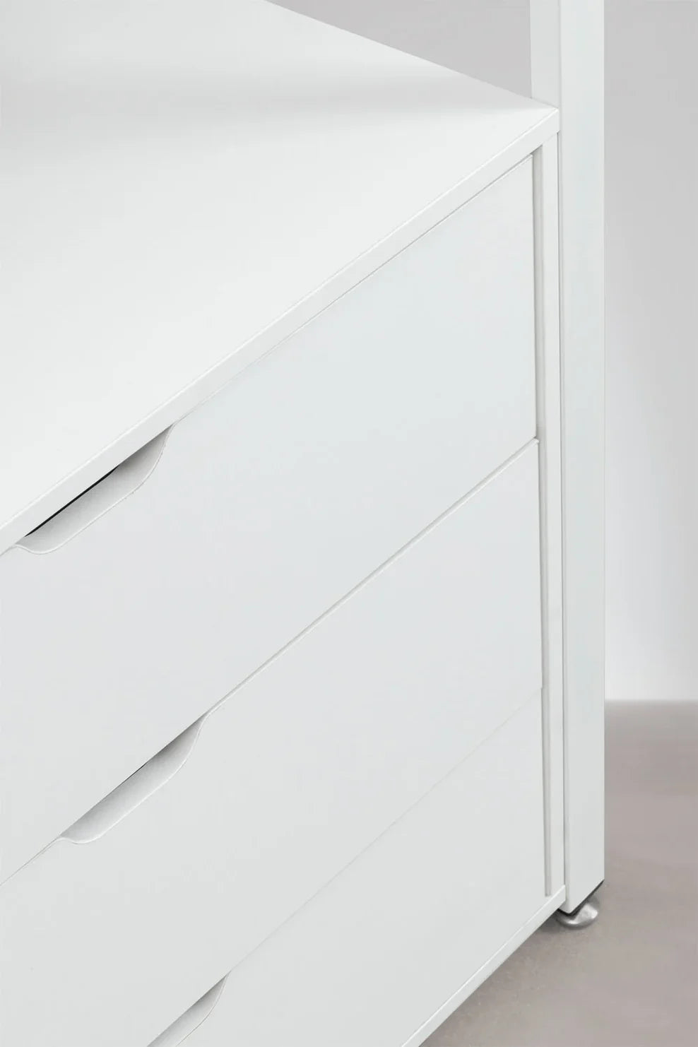 Linea Open Modular Wardrobe with 3 Pieces and Drawers in Steel and Wood - Whity