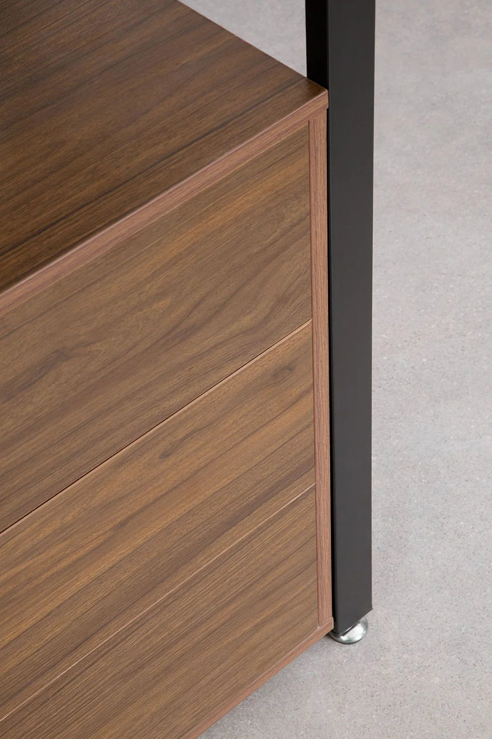 Linea Open Modular Wardrobe 2-Piece with Steel and Wood Drawers - Dark Black