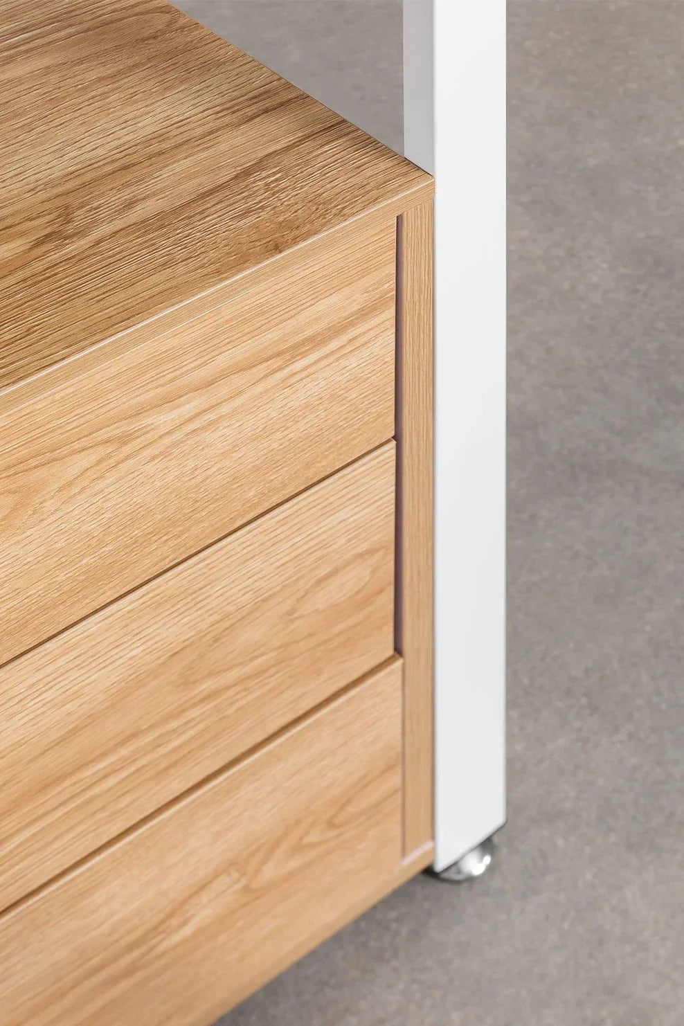 Linea Open Modular Wardrobe 2-Piece with Steel and Wood Drawers - Light White