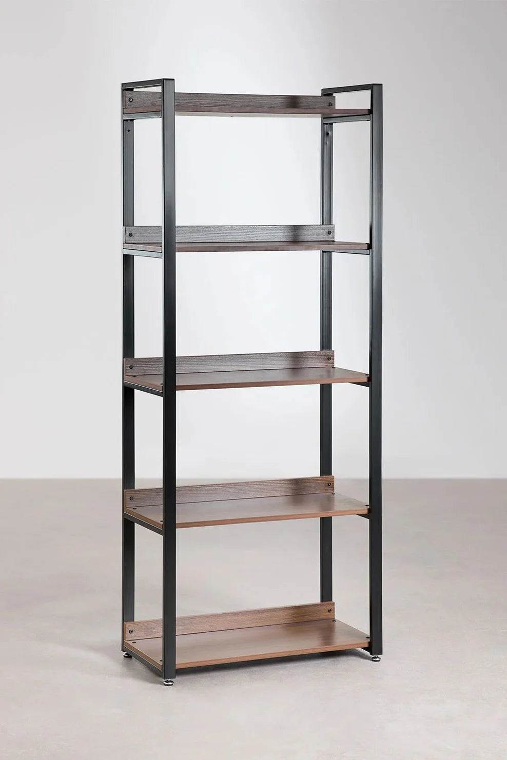 Linea Open Corner Modular Wardrobe 5-Piece in Steel and Wood - Dark Black