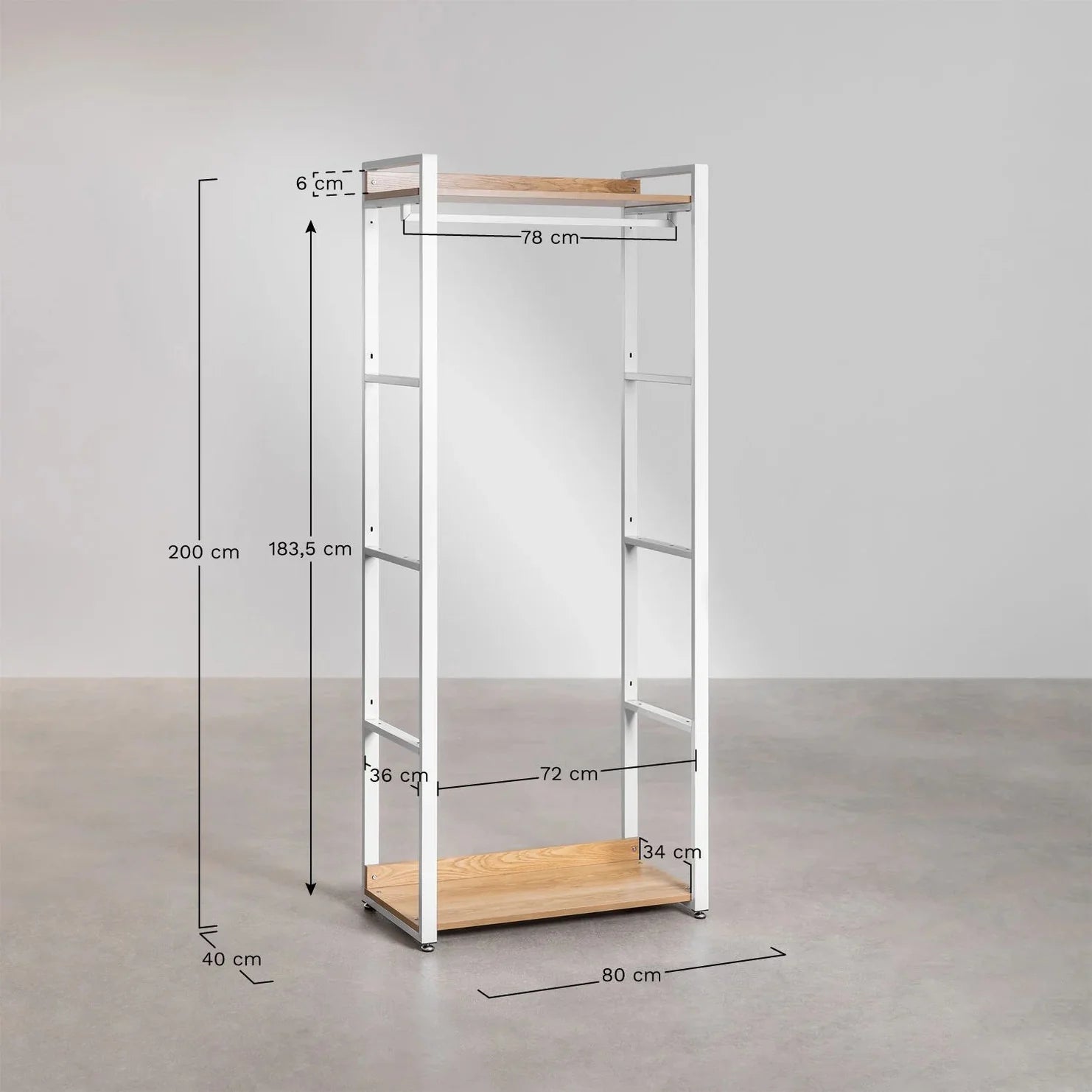 Linea Steel and Wood Coat Rack - Light White