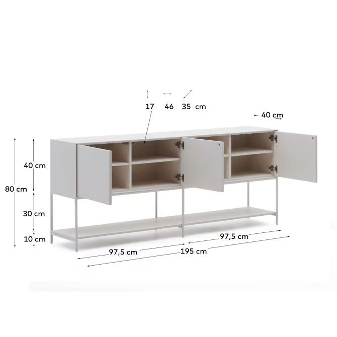 Cove Sideboard 3 Door Sideboard - White