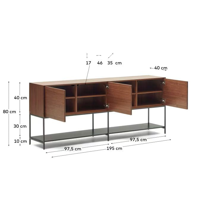 Cove Sideboard 3 Door Sideboard -Brown