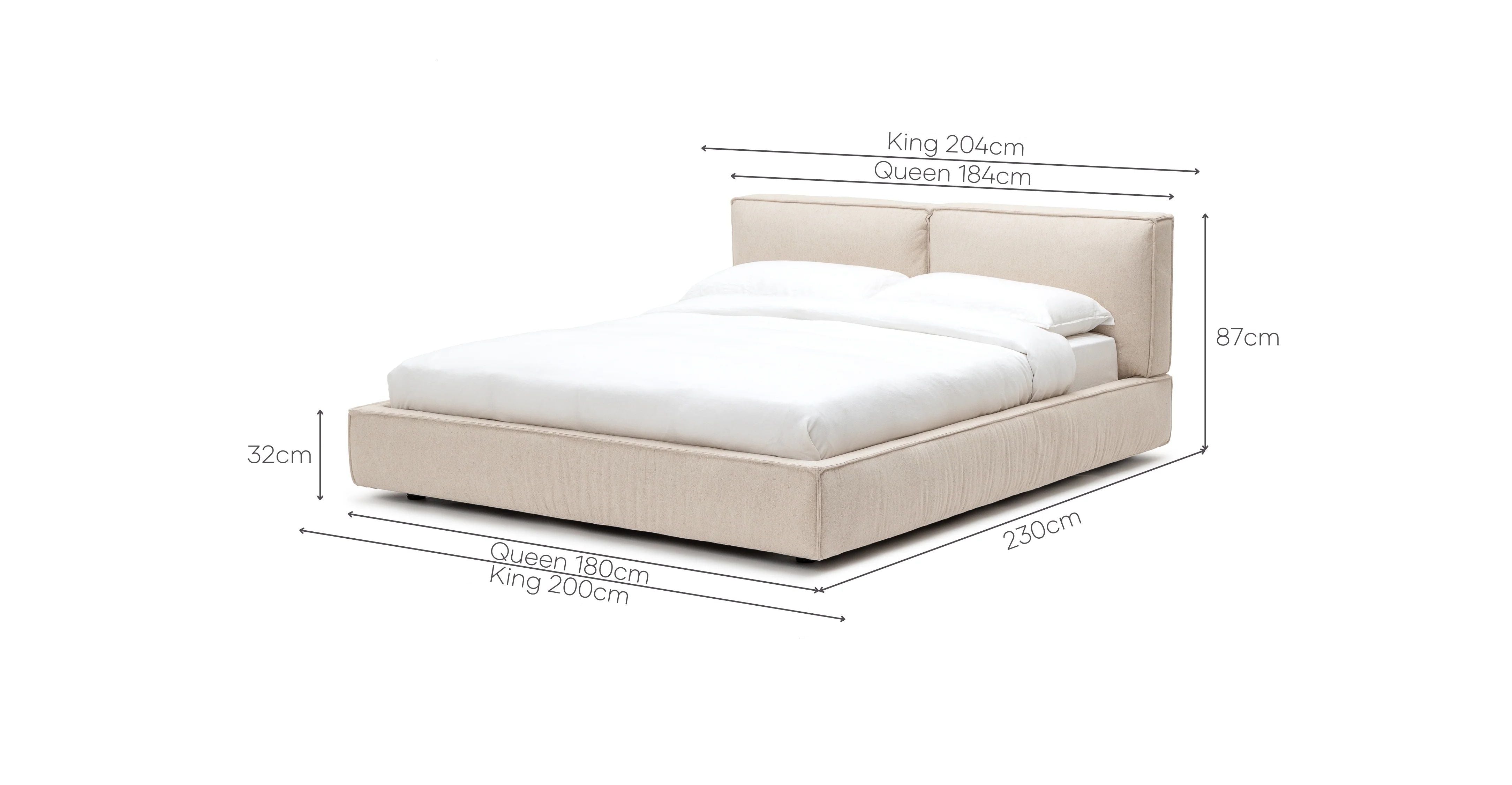 Arden Queen Bed (Beige)