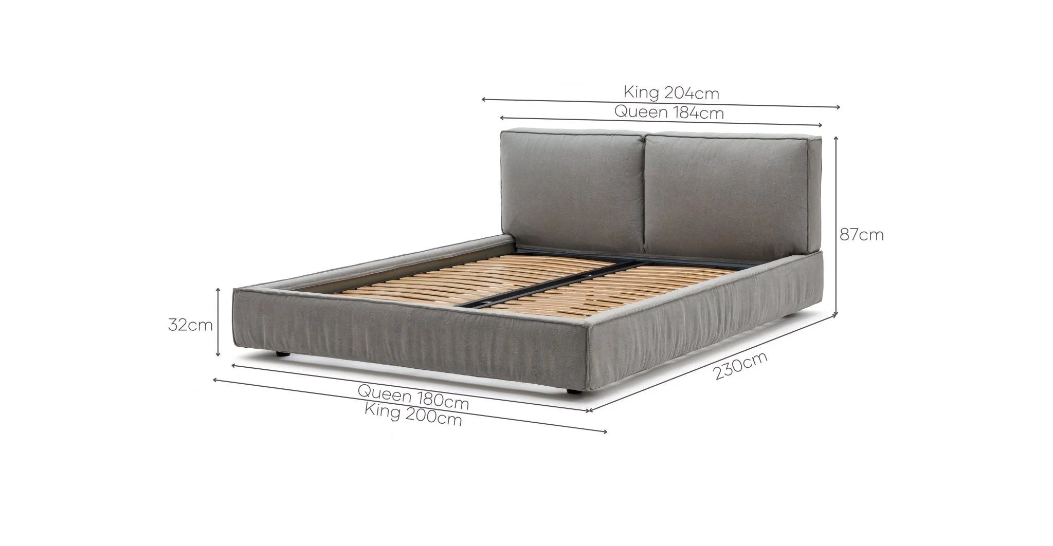 Arden Queen Bed (Grey)